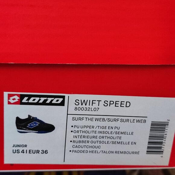 Lotto Swift Speed indoor soccer / sport shoes black with blue sole unisex size 4 - Picture 10 of 10
